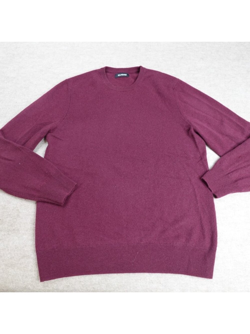 Nadaam Mens Sweater Large Red Burgundy Cashmere Solid Crewneck